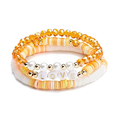 Love Polymer Clay Heishi Bracelet Set