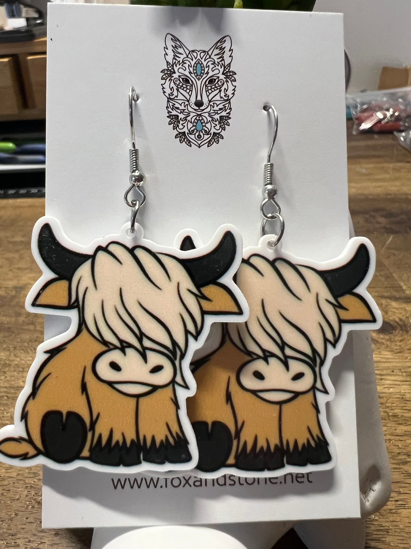 Light Highland Cow Earrings