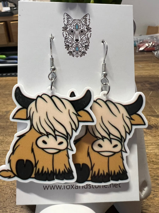 Light Highland Cow Earrings