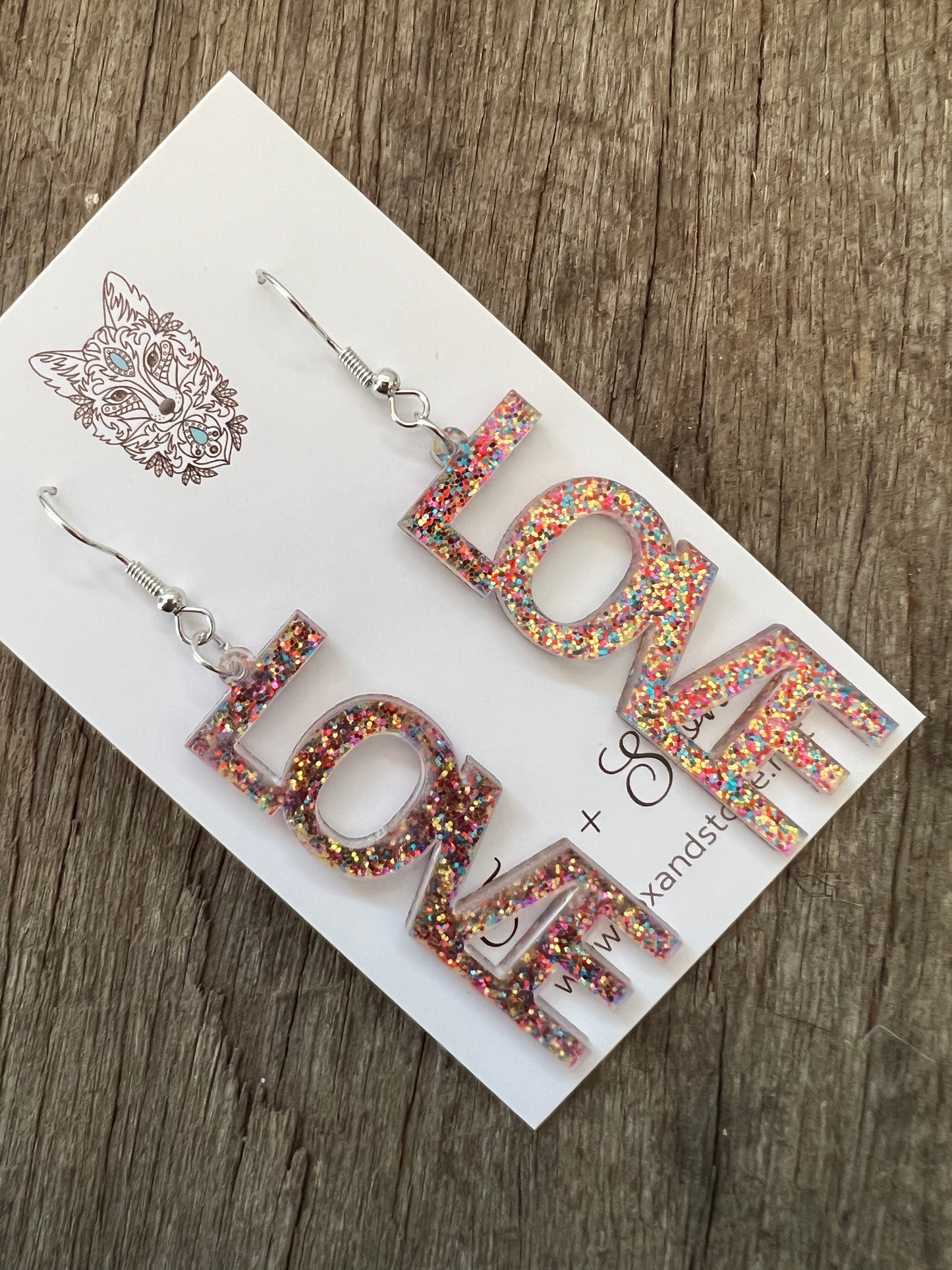 Confetti LOVE Dangle Earrings