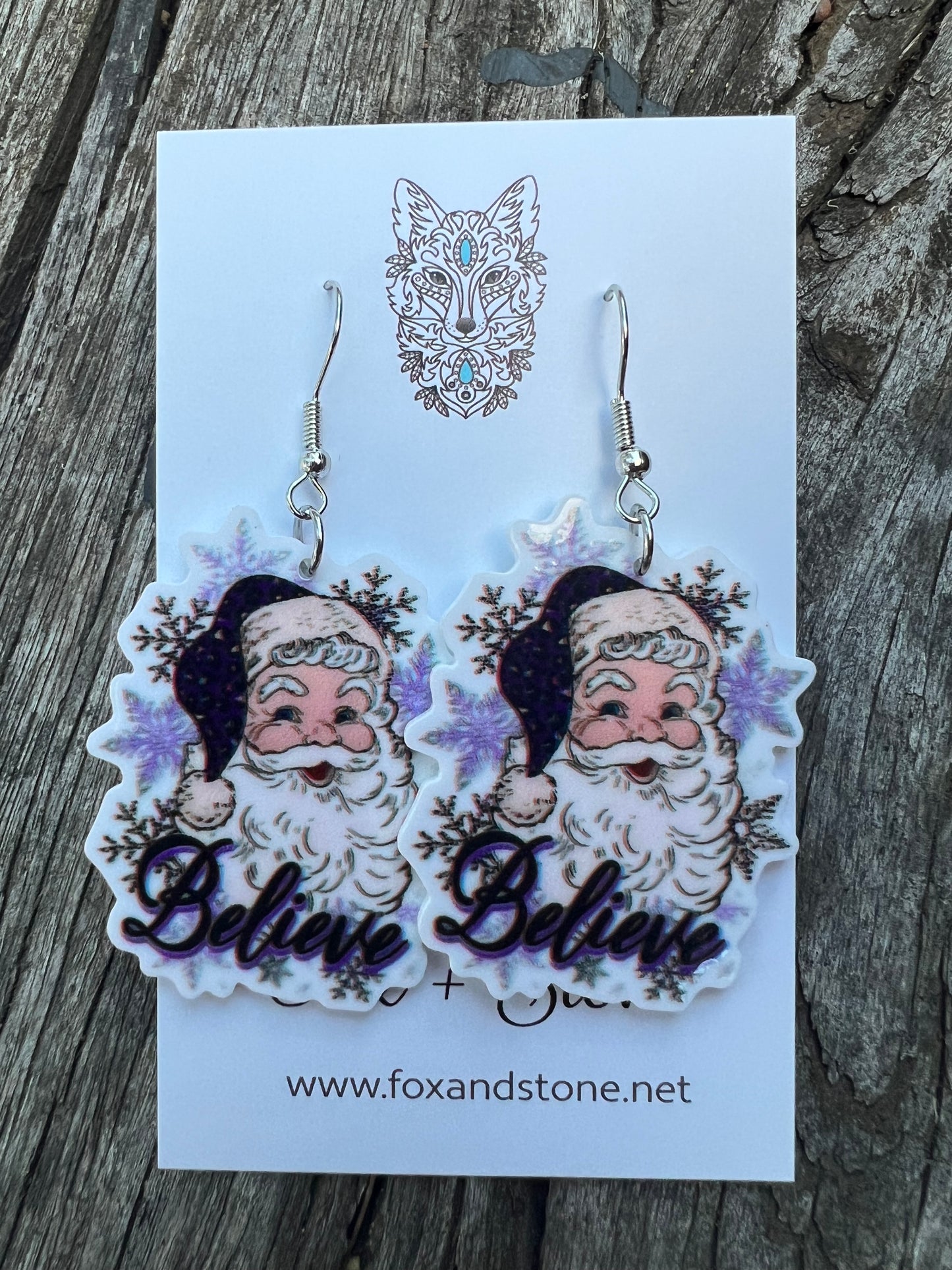 Santa Believe Purple Earrings