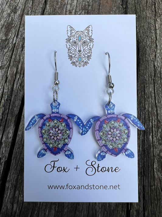 Beautiful Petite Purple Turtle Earrings