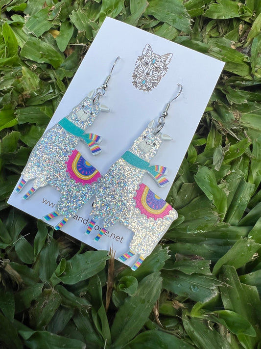 Pretty Silver Llama Earrings
