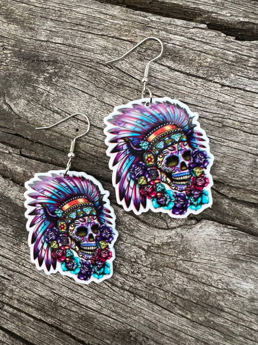 Stunning Skull Headdresses Earrings