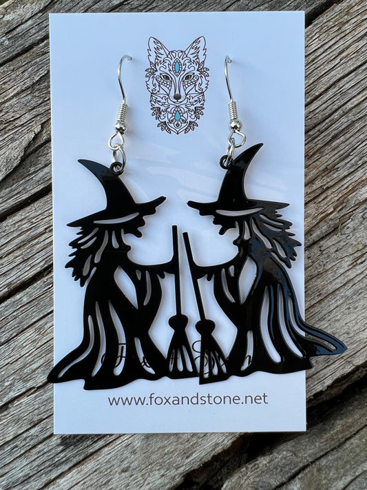Trick or Treat Black Witch Earrings