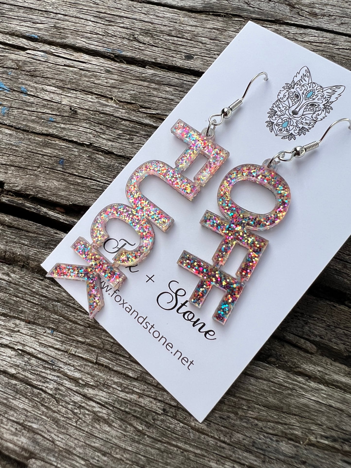 Confetti “F” Off Dangle Earrings