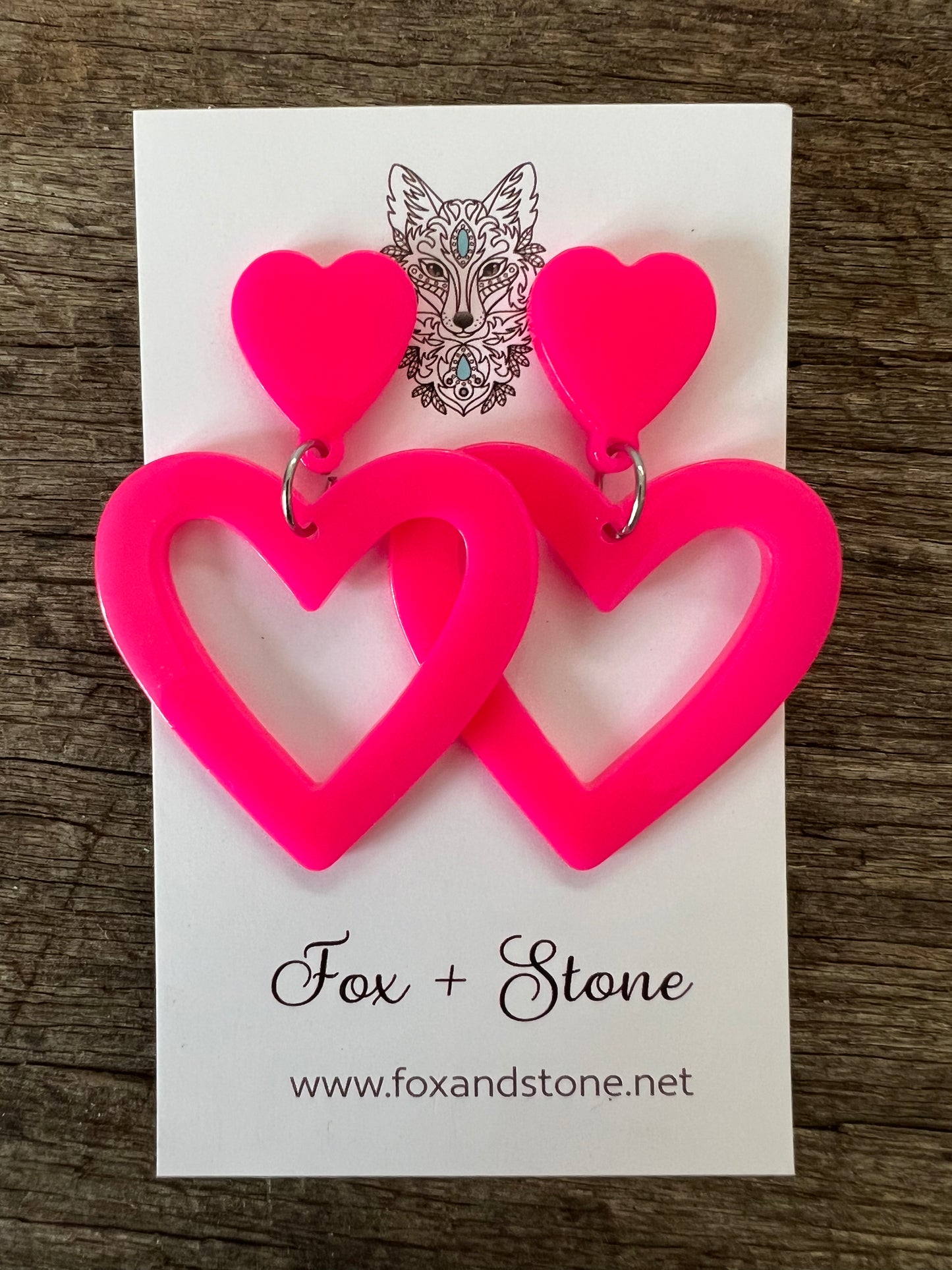 Heart To Heart Hot Pink Earrings