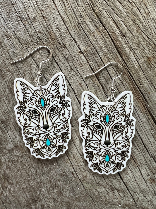 Fox and Stone Resin Earrings