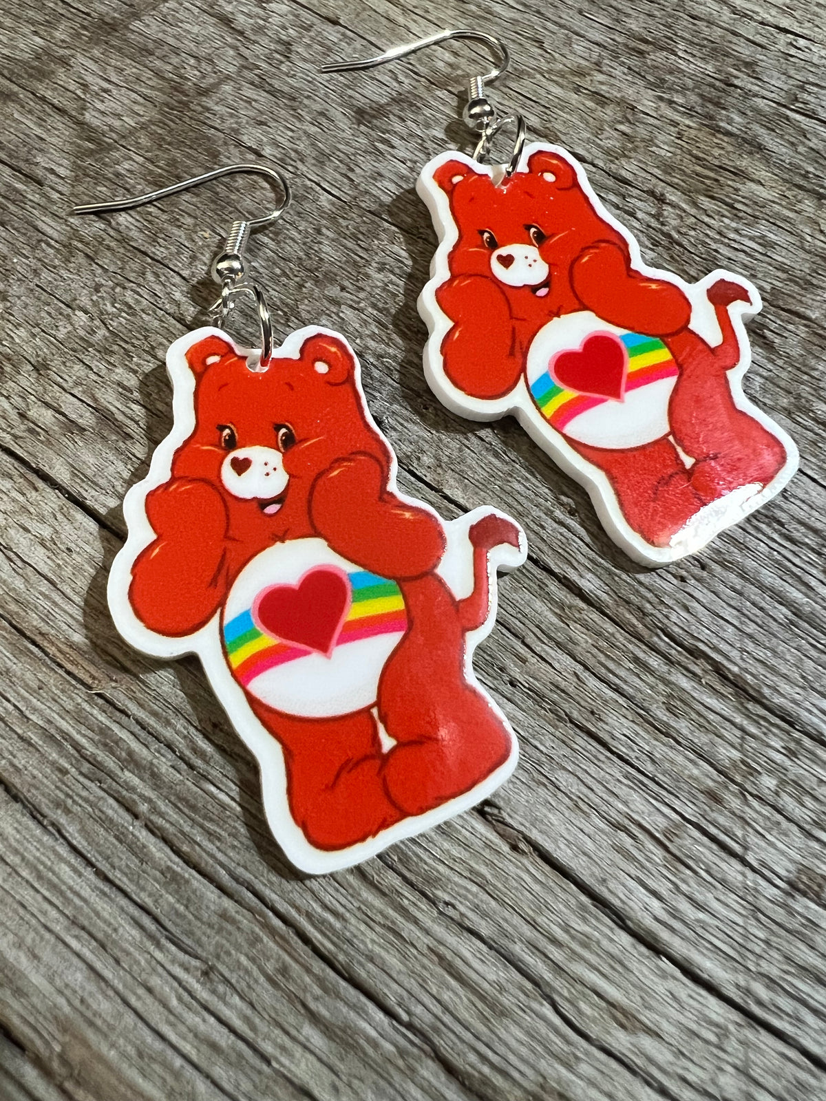 Rainbow Heart Bear Earrings