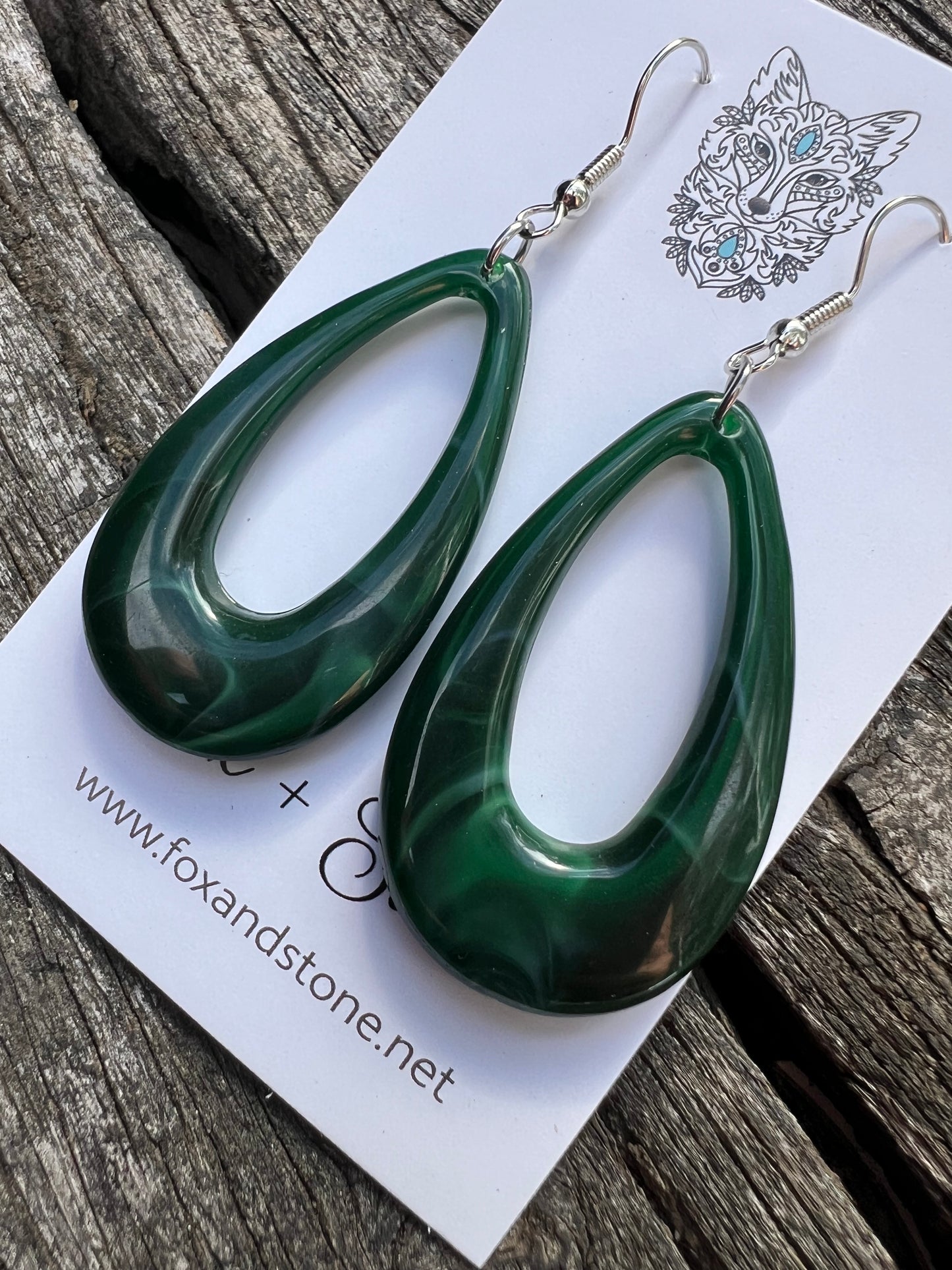 Green Swirl Oval Teardrop Dangles