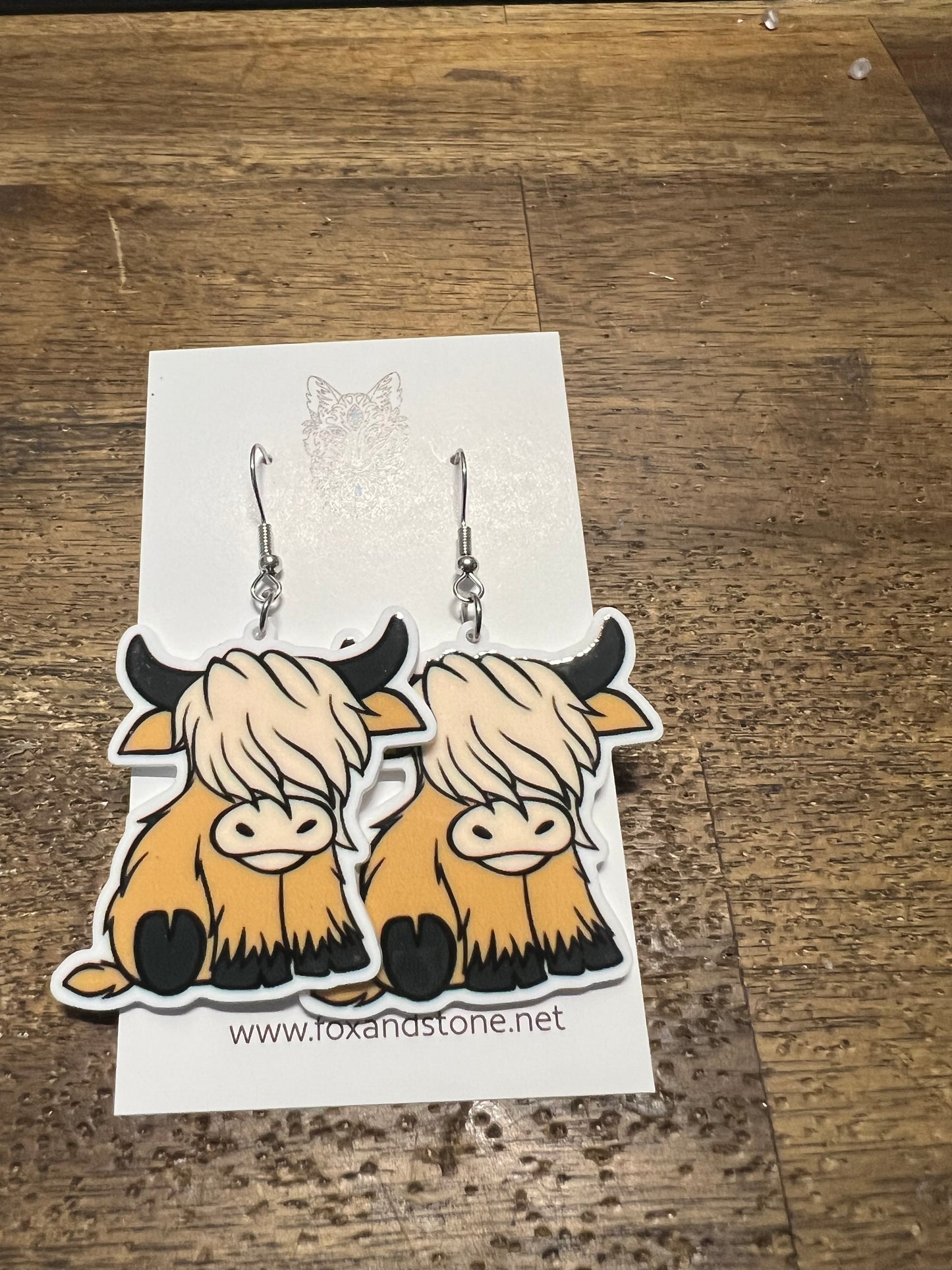 Light Highland Cow Earrings