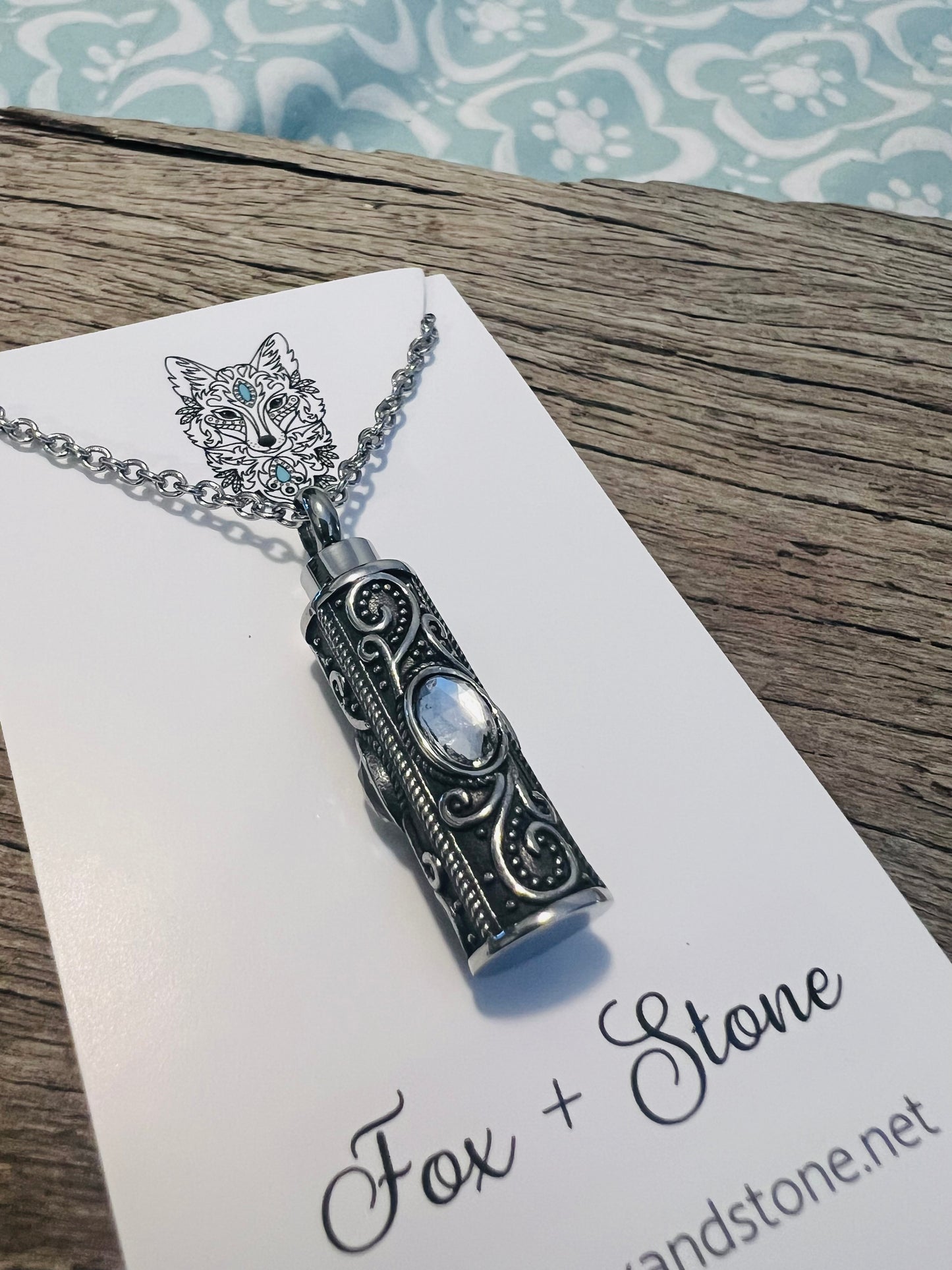 Ashes Keepsake Pendant Stainless Steel with Stones