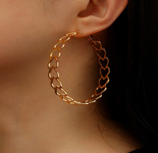Large Gold Heart Hoop Earrings