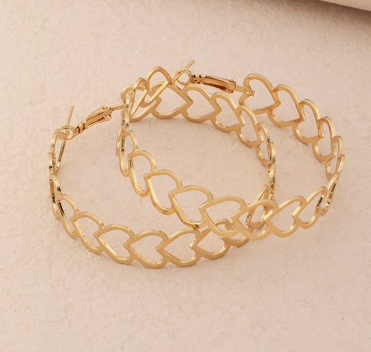 Large Gold Heart Hoop Earrings