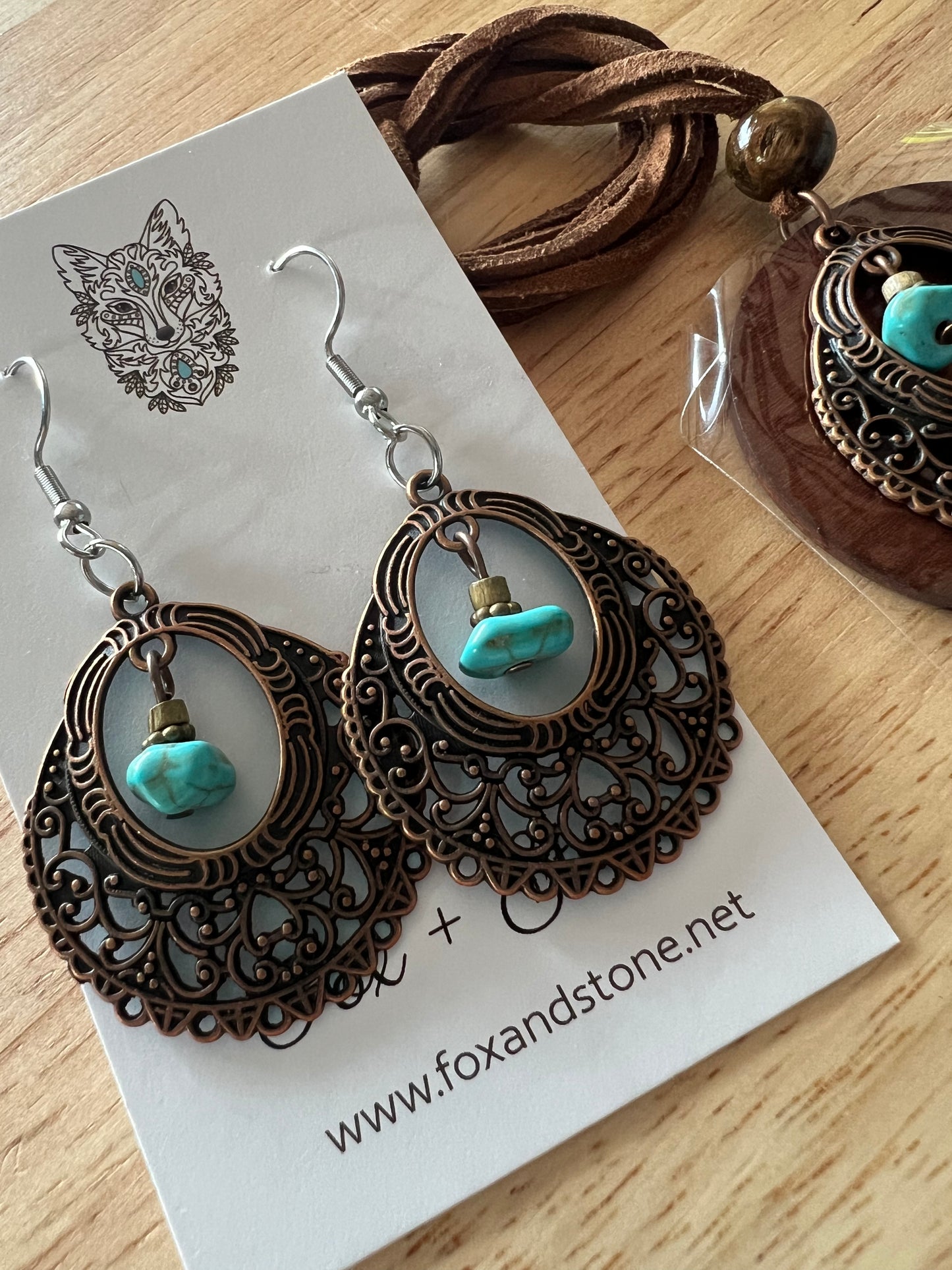 Boho Lace Pendant Earring Set