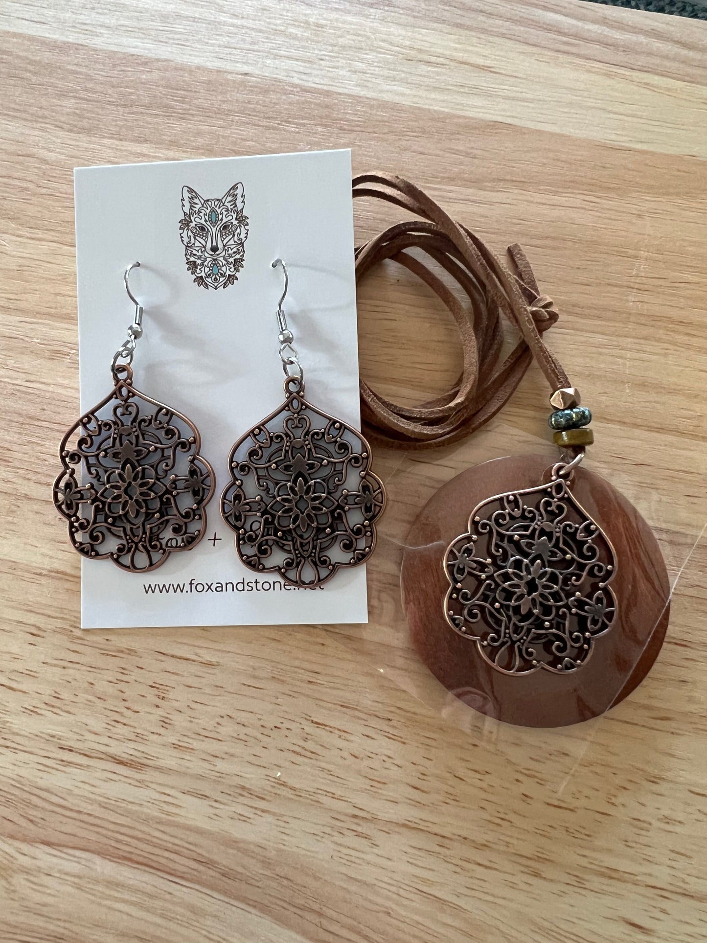 Bronze Pendant Earring Set