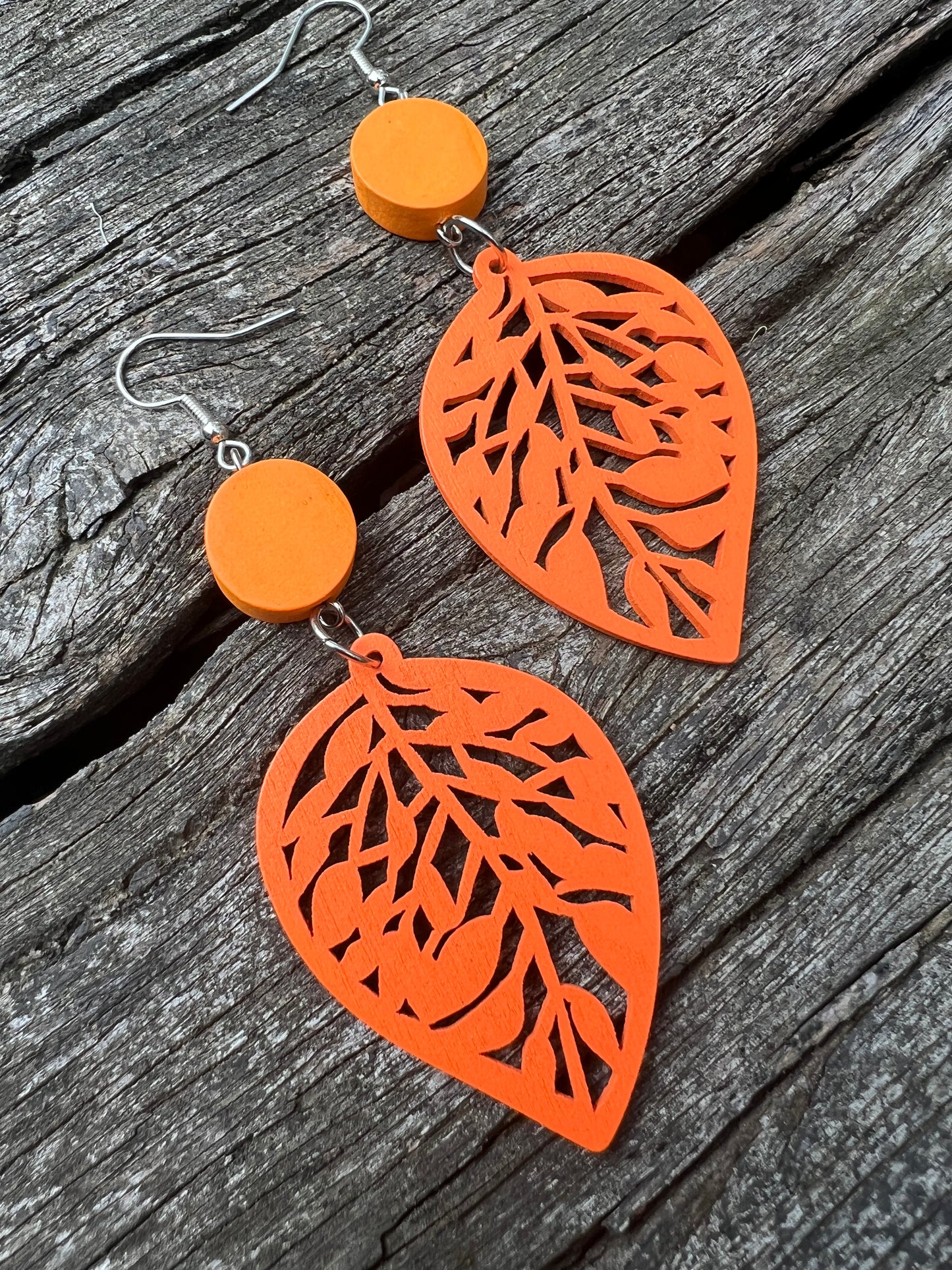 Orange Sienna Wood Earrings