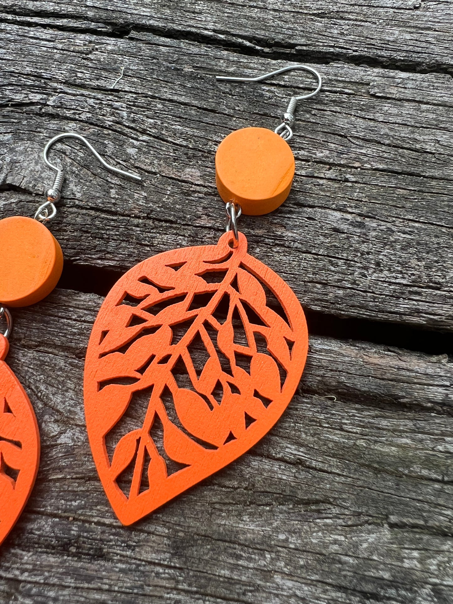 Orange Sienna Wood Earrings