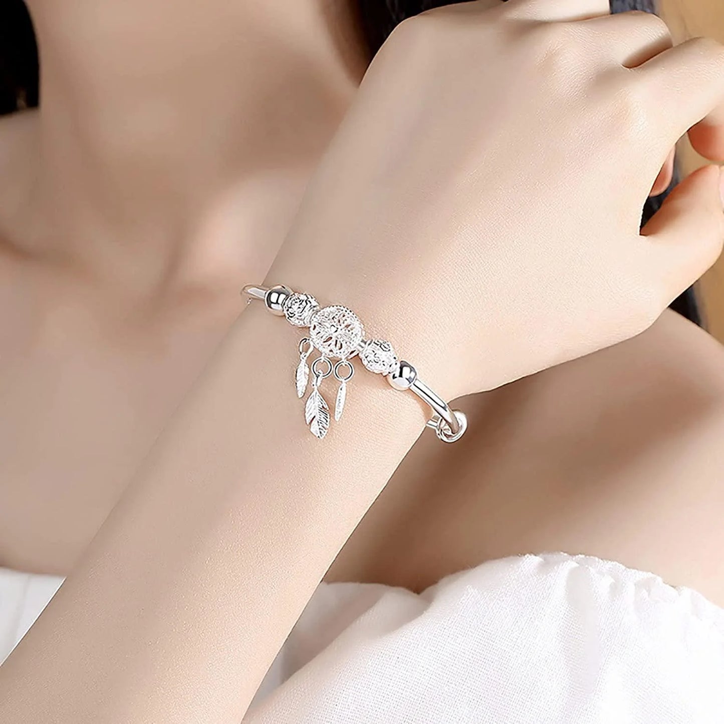 Beautiful Silver Dream Catcher Bracelet