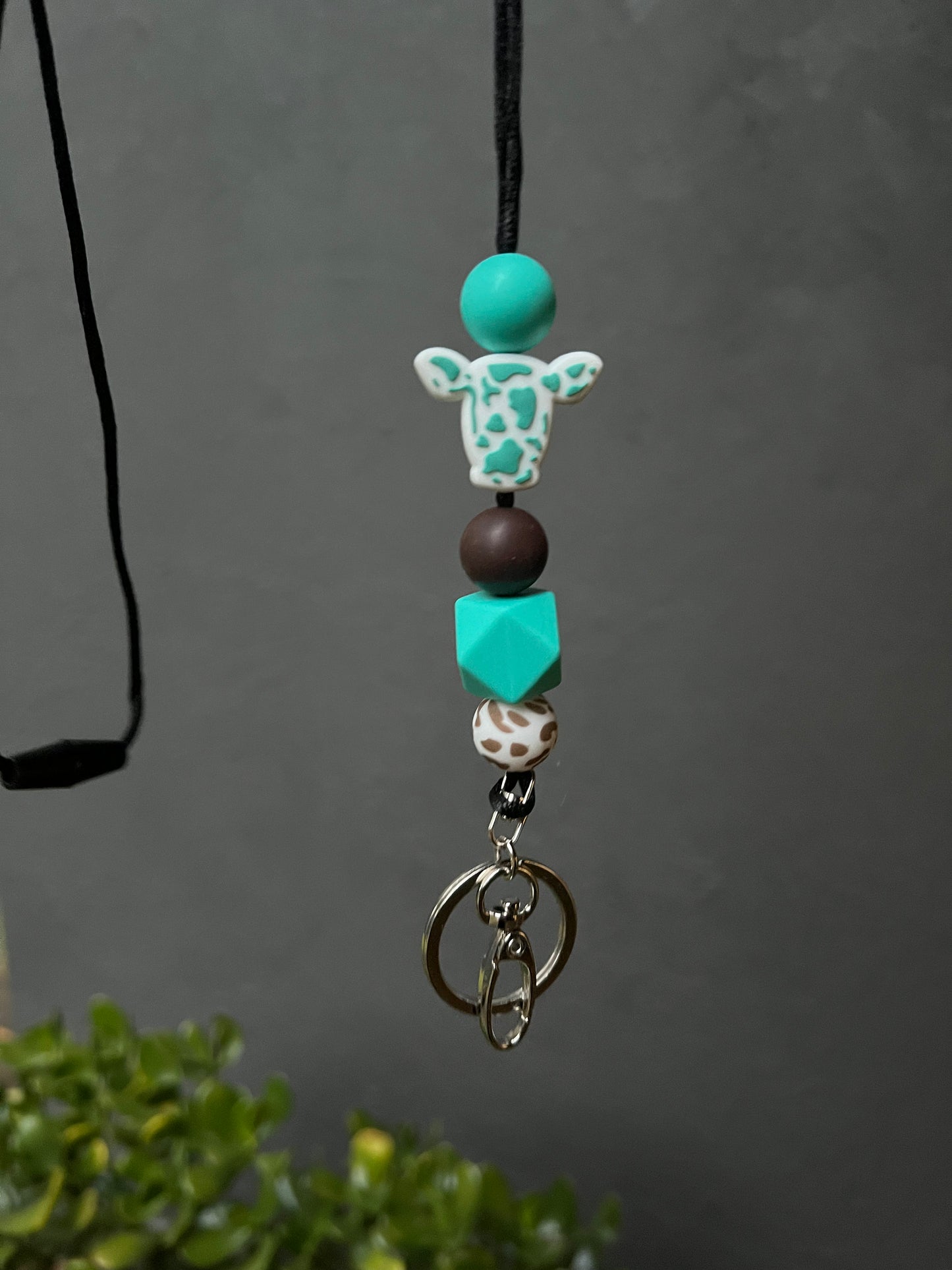 Cow Print Silicone Lanyard