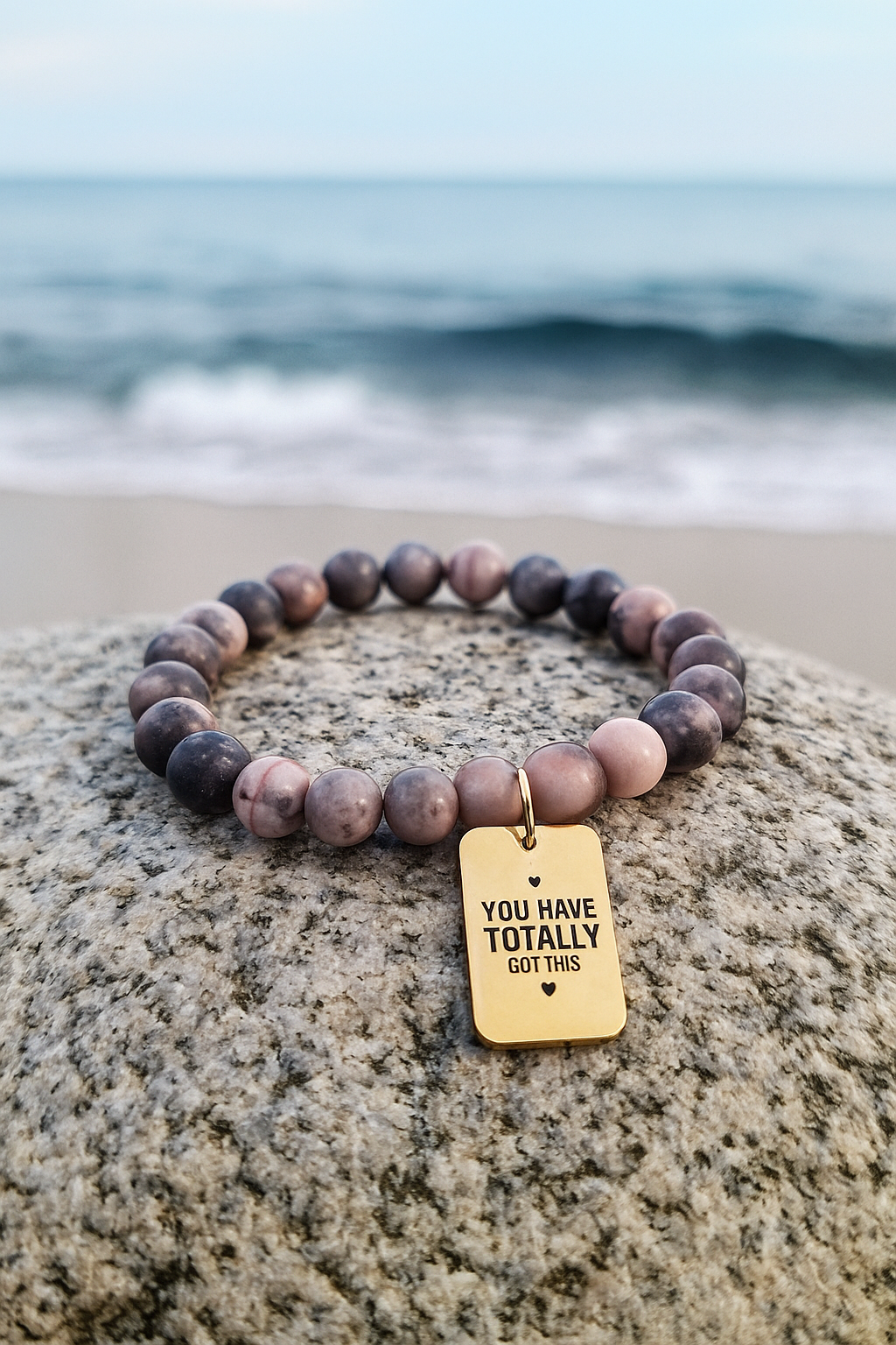 Inspirational Rhodonite Gemstone Charm Bracelet