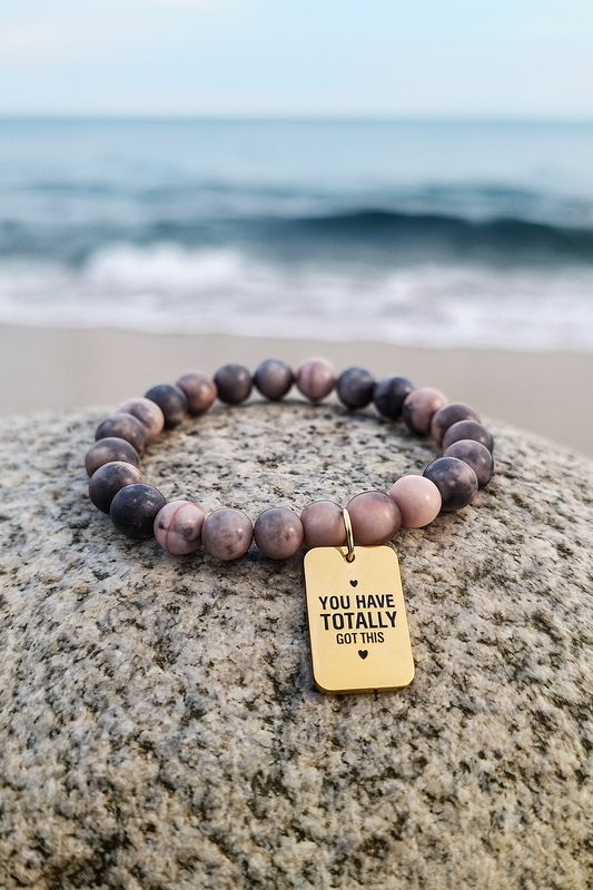 Inspirational Rhodonite Gemstone Charm Bracelet