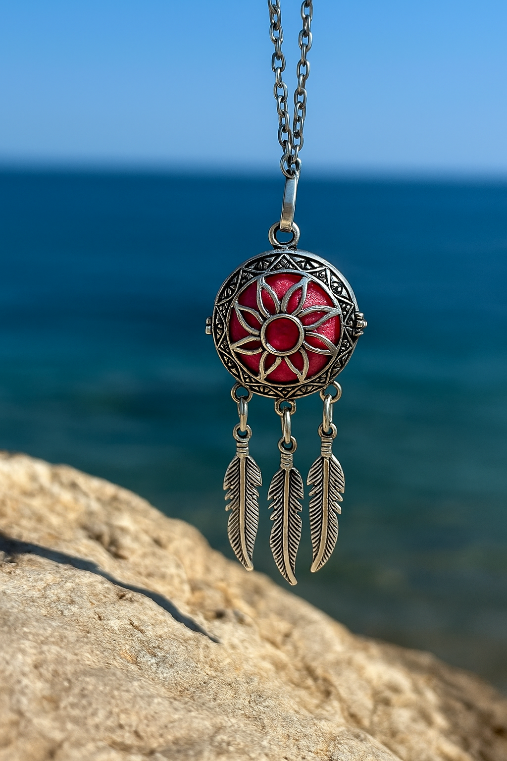 Silver Mandala Oil Diffuser Aromatherapy Pendant
