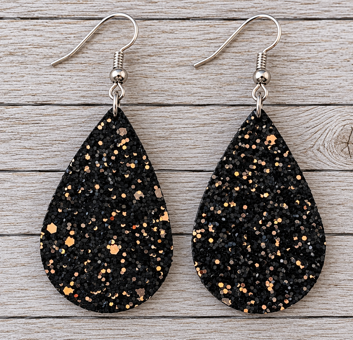 Black High Sparkle Large Sequin Earrings