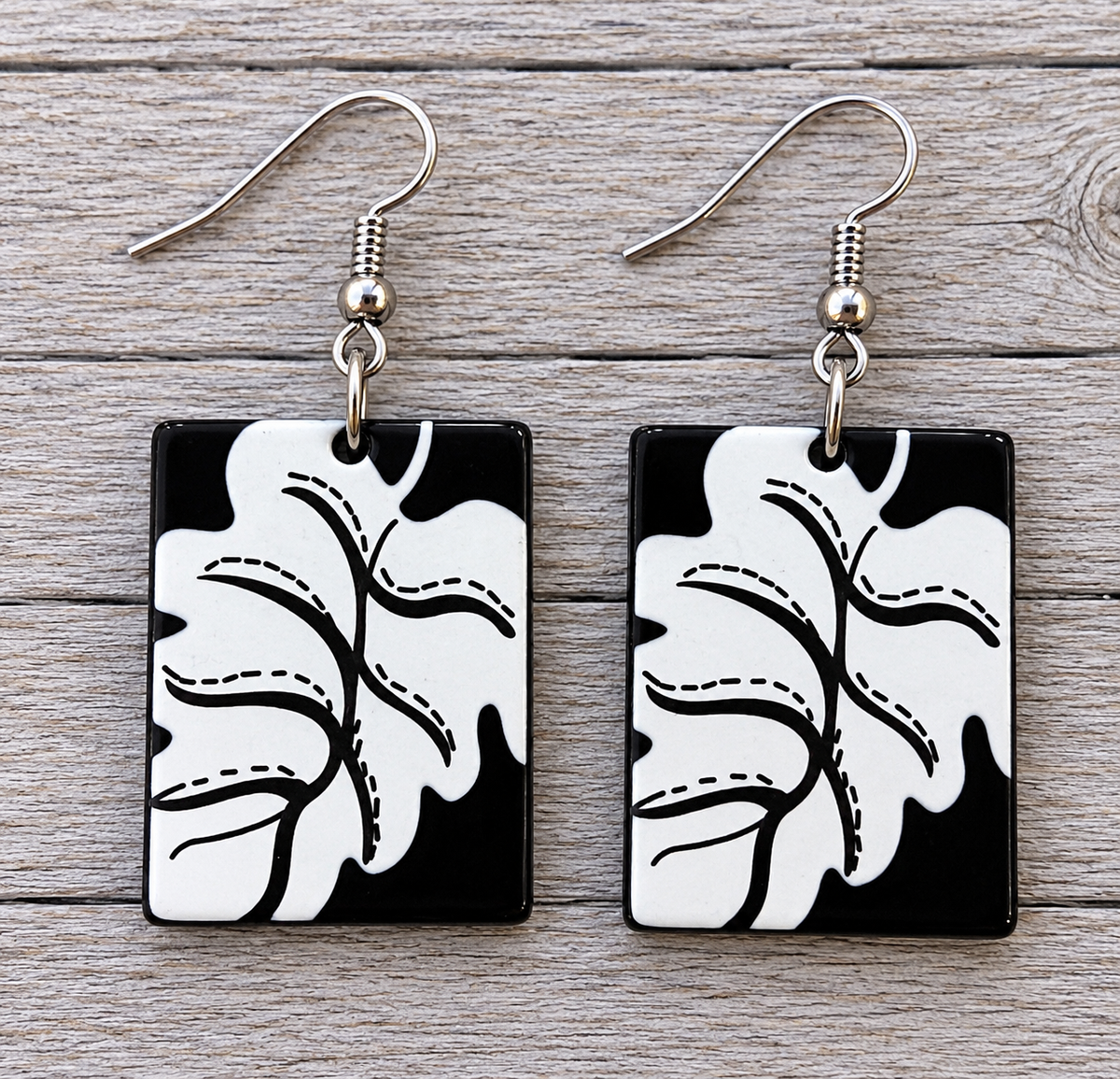 White Leaf Earrings