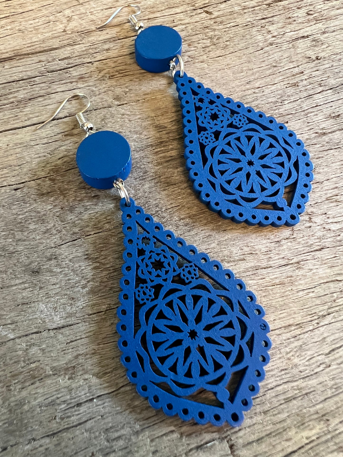 Blue Kara Wood Earrings