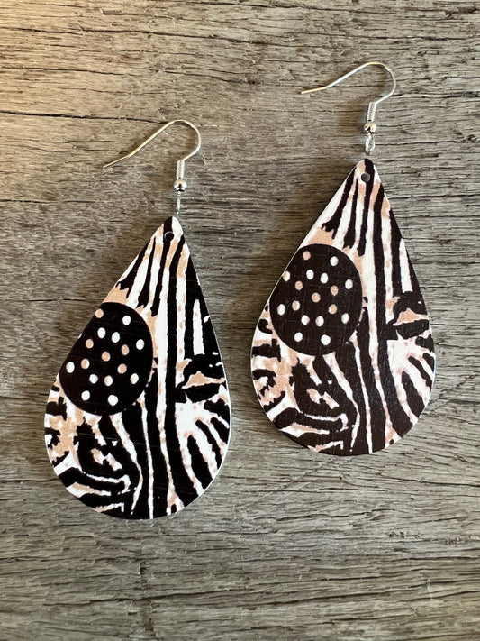 Teardrop Print Wood Earrings