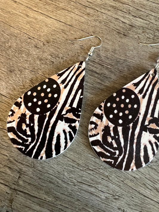Teardrop Print Wood Earrings
