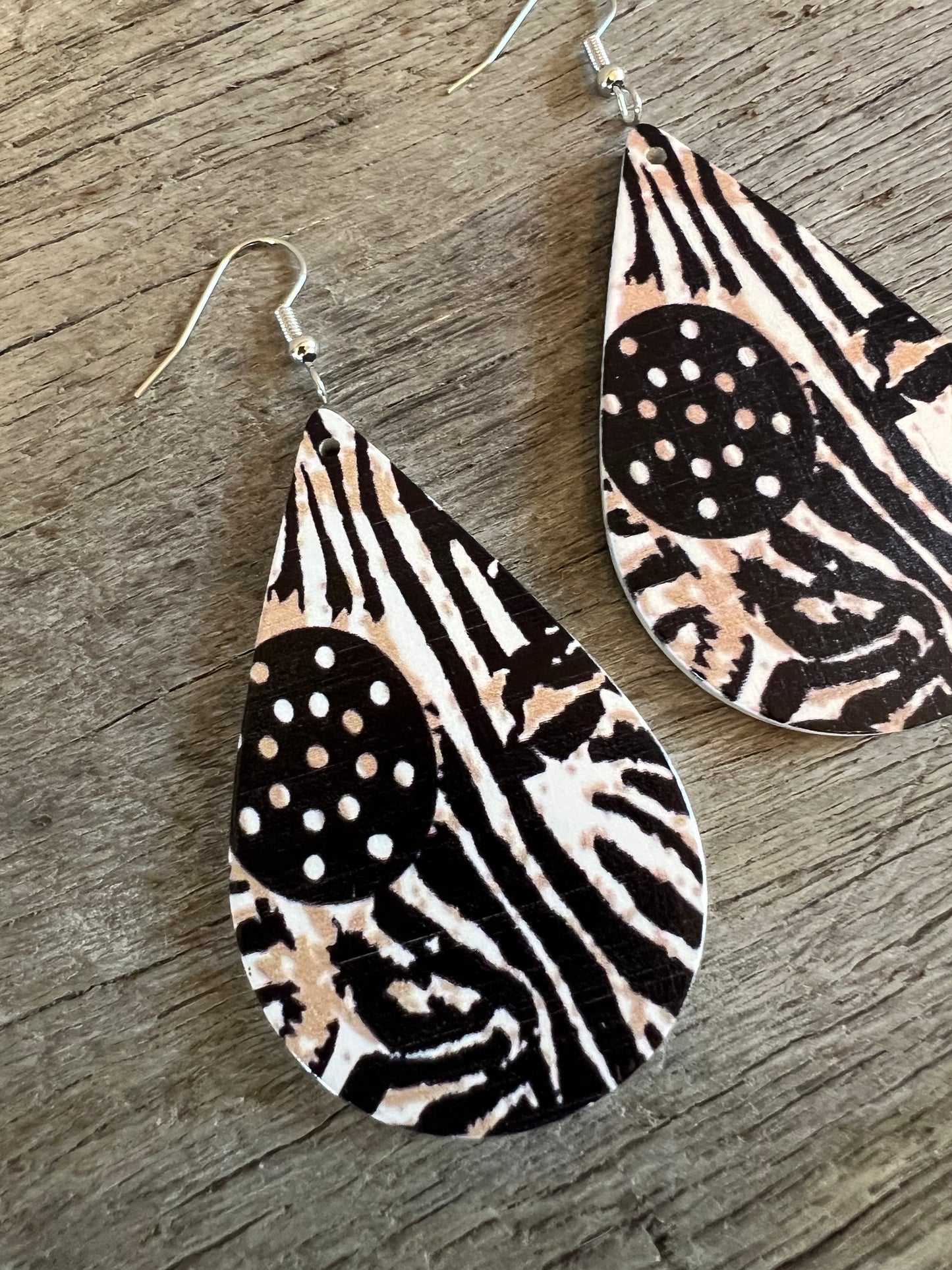 Teardrop Print Wood Earrings