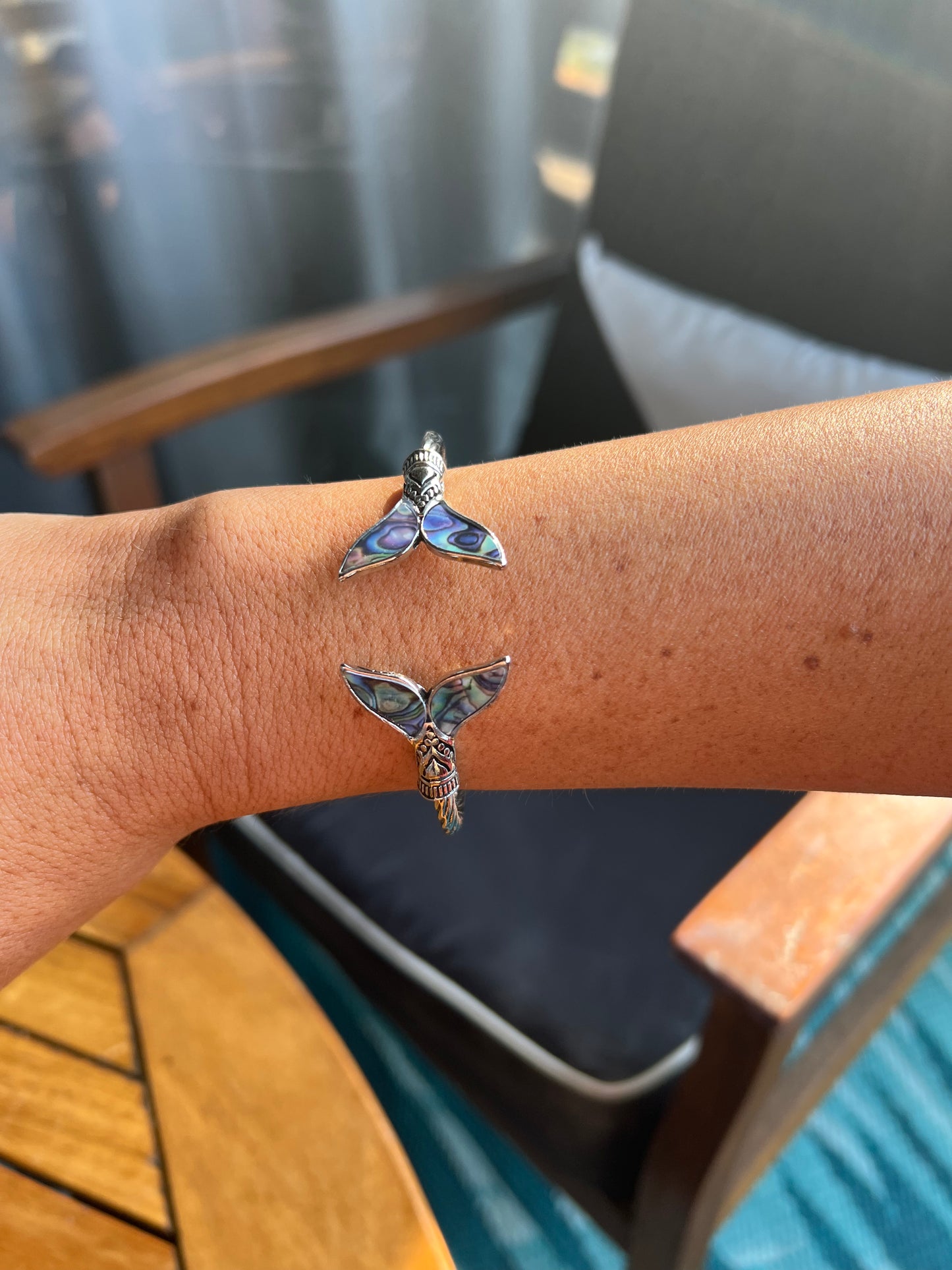 Stunning Mermaid Whale Tail Silver Bracelet
