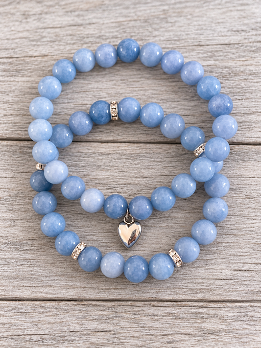 Blue Aquamarine Double Natural Stone Bracelet
