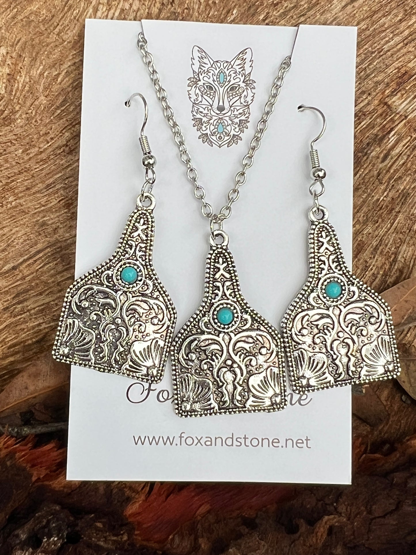 Antique Silver Swirl Pendant Earring Set