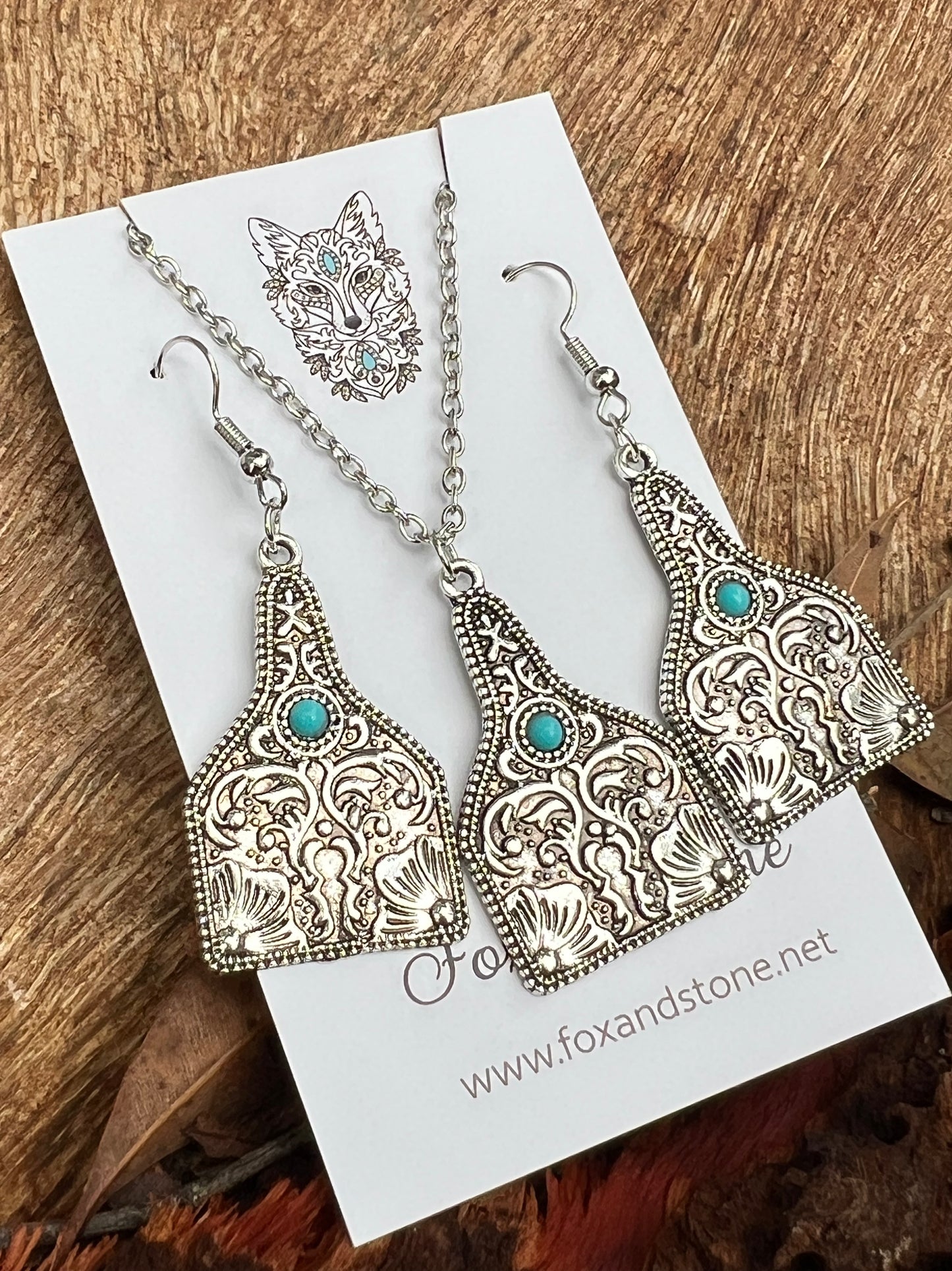 Antique Silver Swirl Pendant Earring Set
