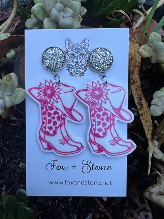 Pretty Cowgirl Glitter Stud Dangles