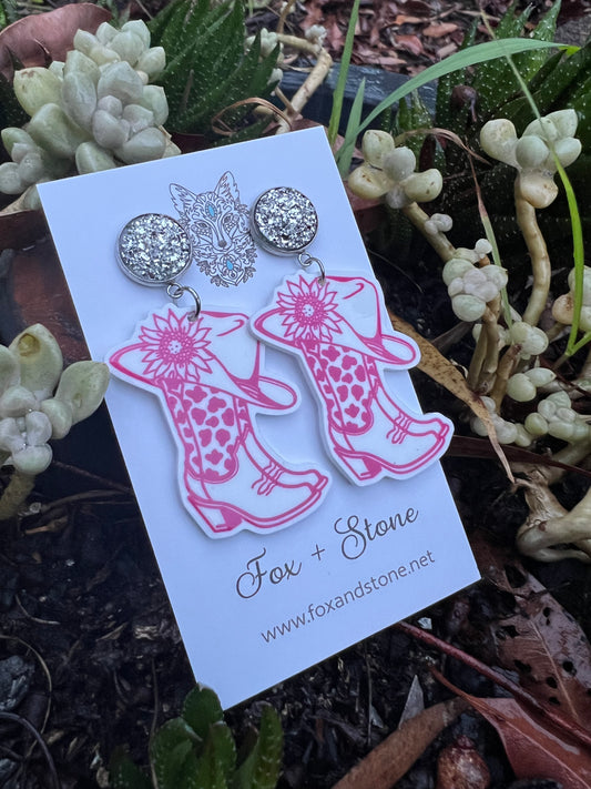 Pretty Cowgirl Glitter Stud Dangles