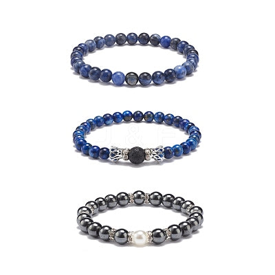 Sodalite Beaded Bracelet Triple Set