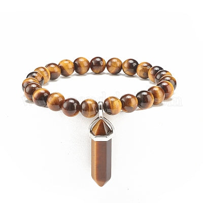 Tigers Eye Gemstone Bullet Bracelet