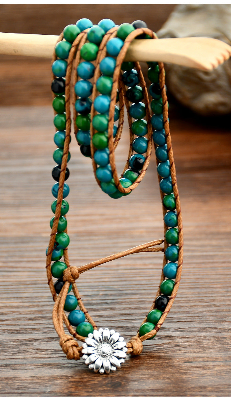 Jasper Faux Leather Wrap Bracelet