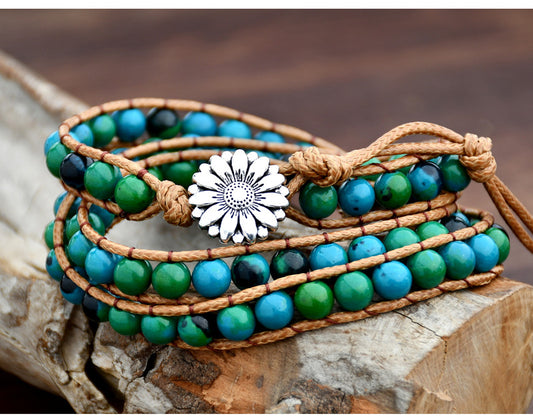Jasper Faux Leather Wrap Bracelet