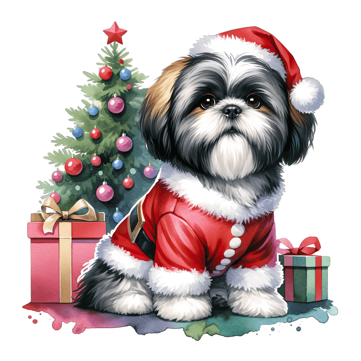 Shitzu Xmas Dog Earrings