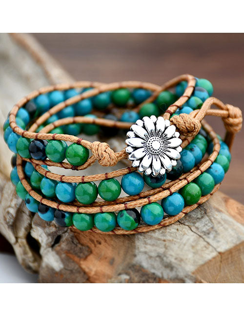 Jasper Faux Leather Wrap Bracelet