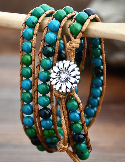 Jasper Faux Leather Wrap Bracelet