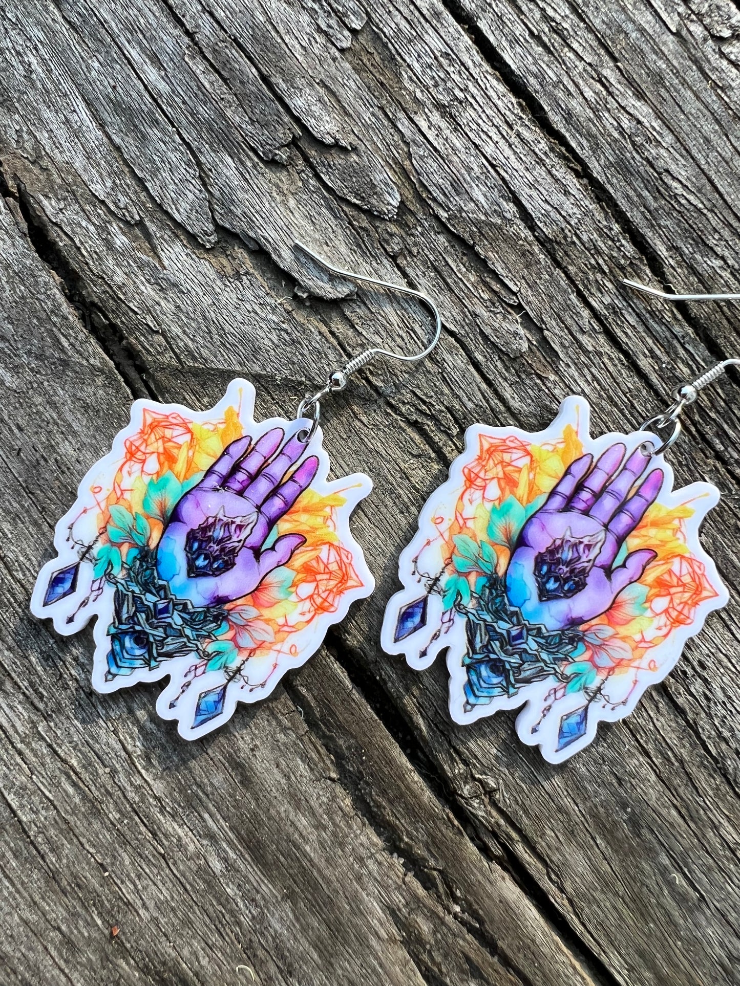 Mystic Vibes Hand Crystal Earrings