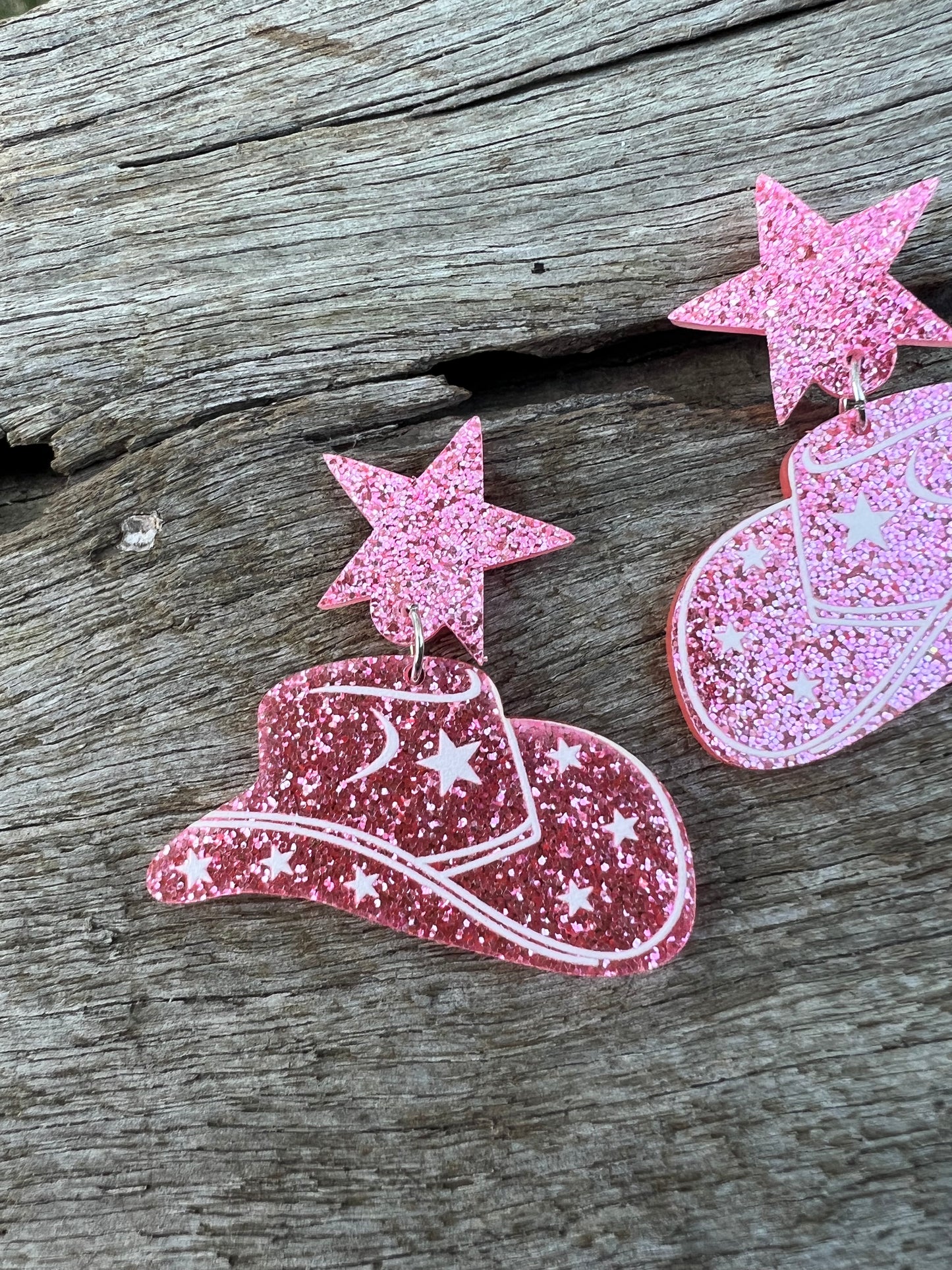 Cowgirl Hat + Stars Earrings