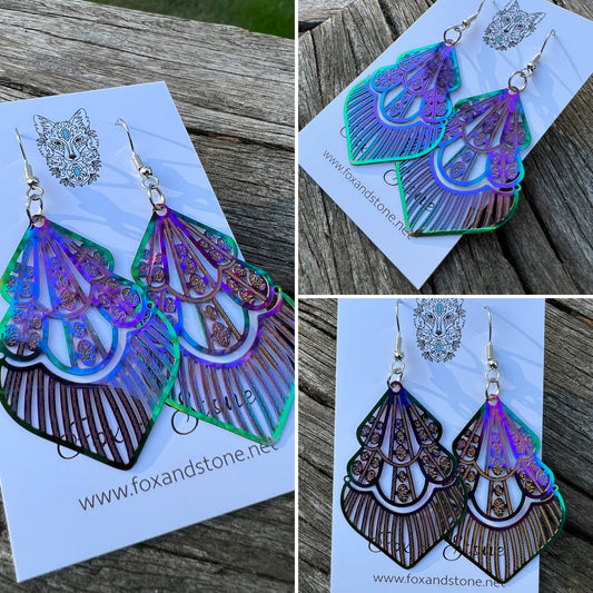 Lux Chandelier Iridescent Filigree Earrings