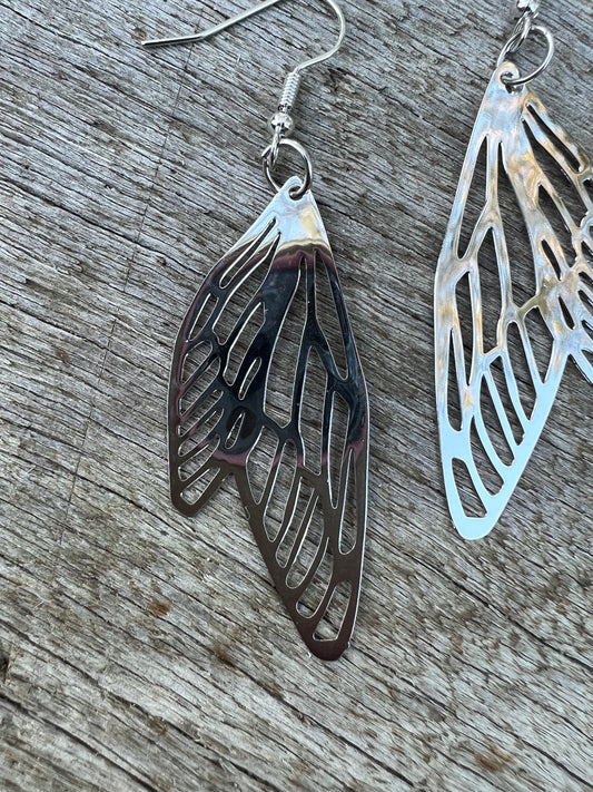 Shiny Silver Adelina Fairy/Angel Wing Filigree